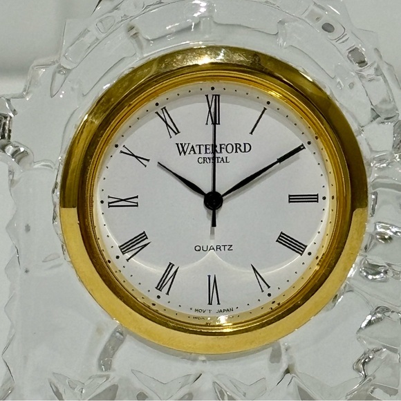 Waterford Crystal Desk Clock with Gold Details - Picture 2 of 8